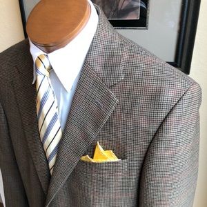 Náutica All Wool 2 Button Mini-Houndstooth Windowpane Jacket 42R